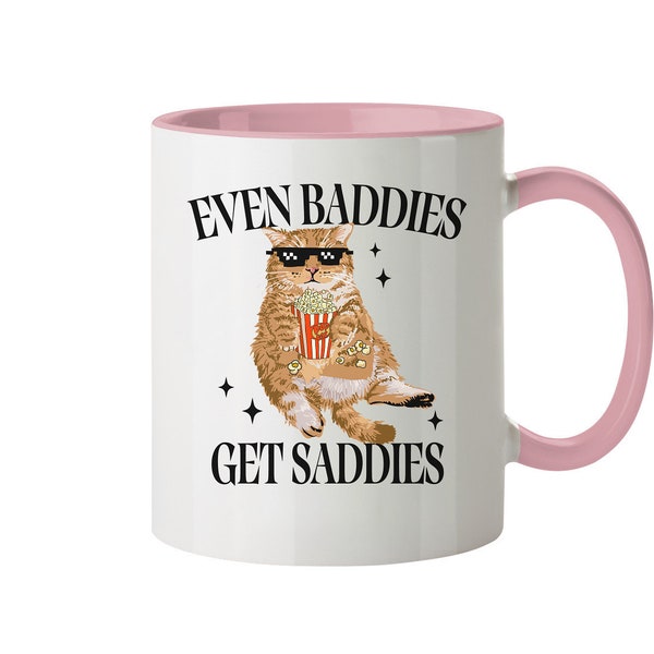 Even Baddies Get Saddies Tasse, Lustige Katze Meme Tasse, Weirdcore, Ironisches Geschenk, Mentale Gesundheit Geschenk, Angst Depression ADHS