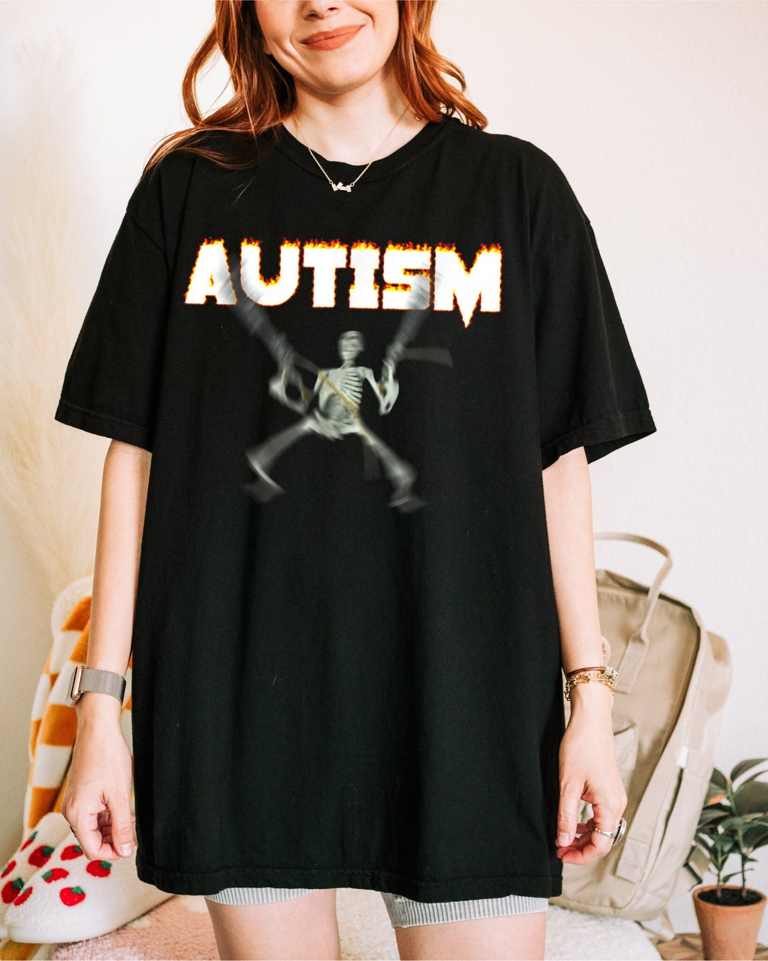 Ironic Autism Shirt Shooting Skeleton Meme Shirt Dark Humor Adult ...