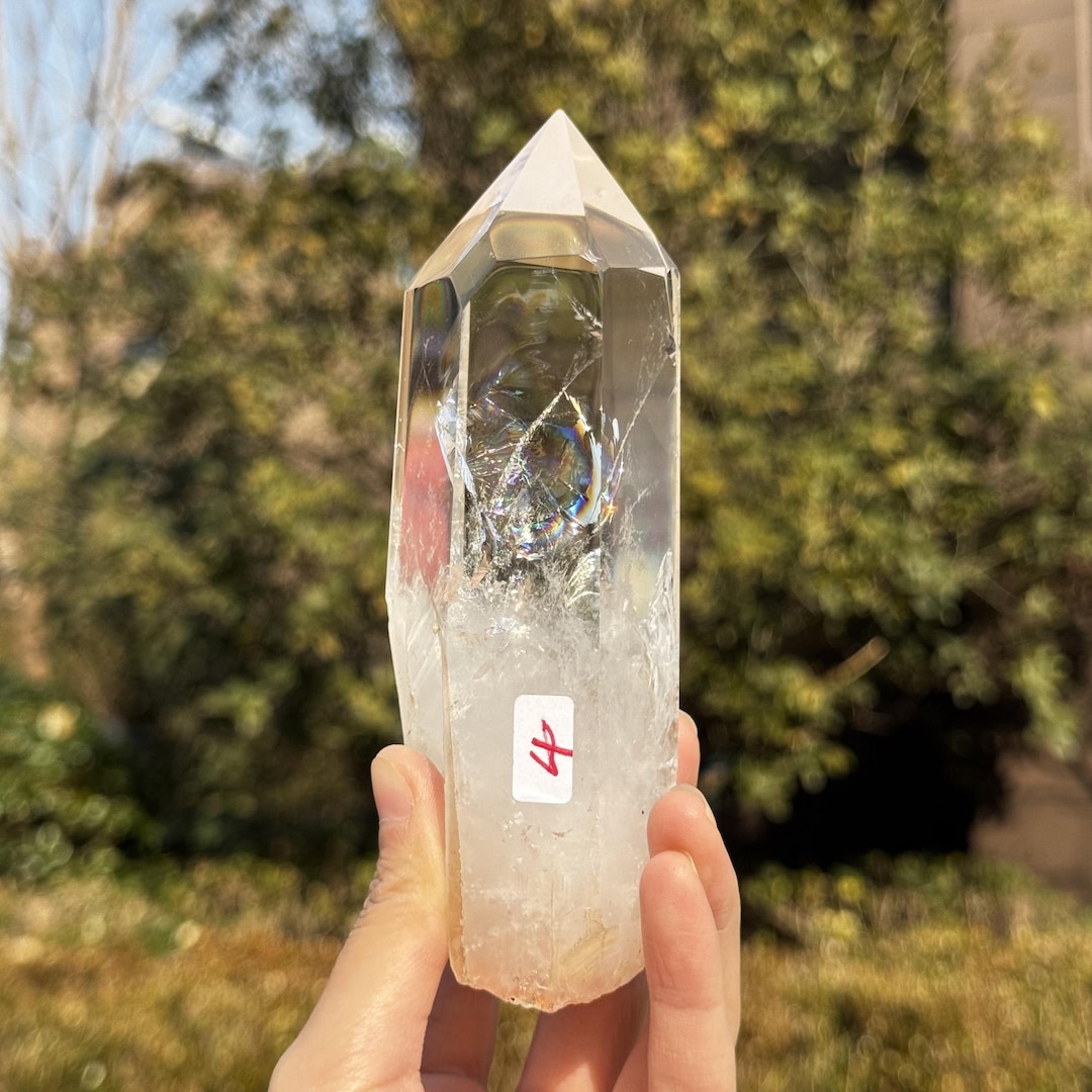Quartz Column Rainbow Clear Quartz Column: Natural Energy Metaphysical Decor - Etsy