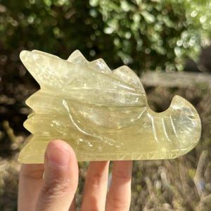 Citrine Dragon Head Carving: Handcrafted Healing Gemstone Sculpture
