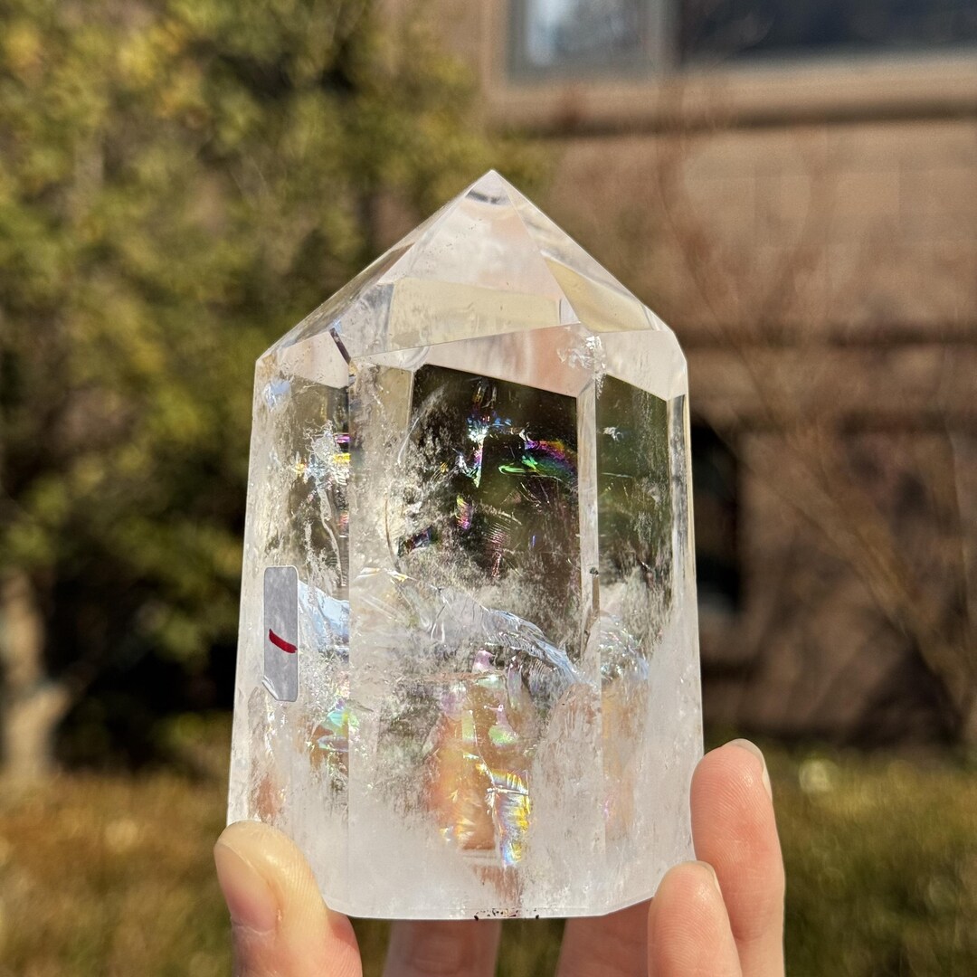 Quartz Column Rainbow Clear Quartz Column: Natural Energy Metaphysical Decor - Etsy