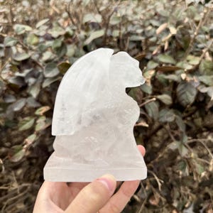 Clear Quartz Carved Dragon: Handmade Healing Stone Decor