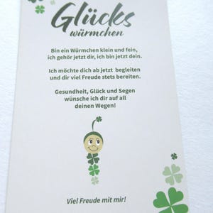 10 Kärtchen mit Spruch für Glückswürmchen