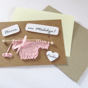 Glückwunschkarte zur Geburt - Hurra, ein Mädchen - personalisiert - Emilia