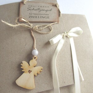 Sternzeichen Zwillinge - mit Chalcedon-Schutzengel - Grußkarte - Geschenk