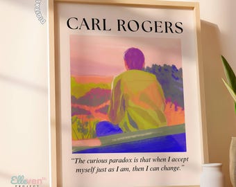 Póster imprimible con cita de Carl Rogers, herramienta de psicología digital, decoración para consultorio de consejero escolar, psicólogo y terapeuta, rincón de relajación