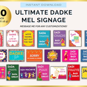 Ultimate Dadke Signage Package | Punjabi Wedding Signs | Sikh Wedding | Dadke Mel Signs | Dadke Mel Party Signs | Colorful Dadke Signs