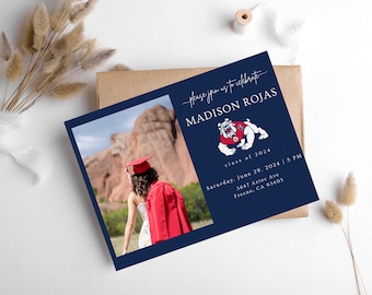 Fresno state Graduation, Graduation Party Invitation, Graduation Invitation Template, College Graduation Party Invite, FSU, Digital Invite