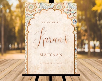 Signo de boda Maiyaan, signos de decoración Maiyaan, signos de hombres Maiyaan, signo de boda punjabi, cartel maiyaan, cartel choora, boda punjabi