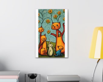 Strana tela stampata astratta della famiglia dei gatti - Abbraccia il fascino eccentrico e l'intrigo artistico