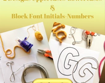 2-in-1 Knitted Wire Art Templates - Cursive Upper and Lower Cases & Outlined Block Font Initials and Numbers - Mothers Day Gift Idea