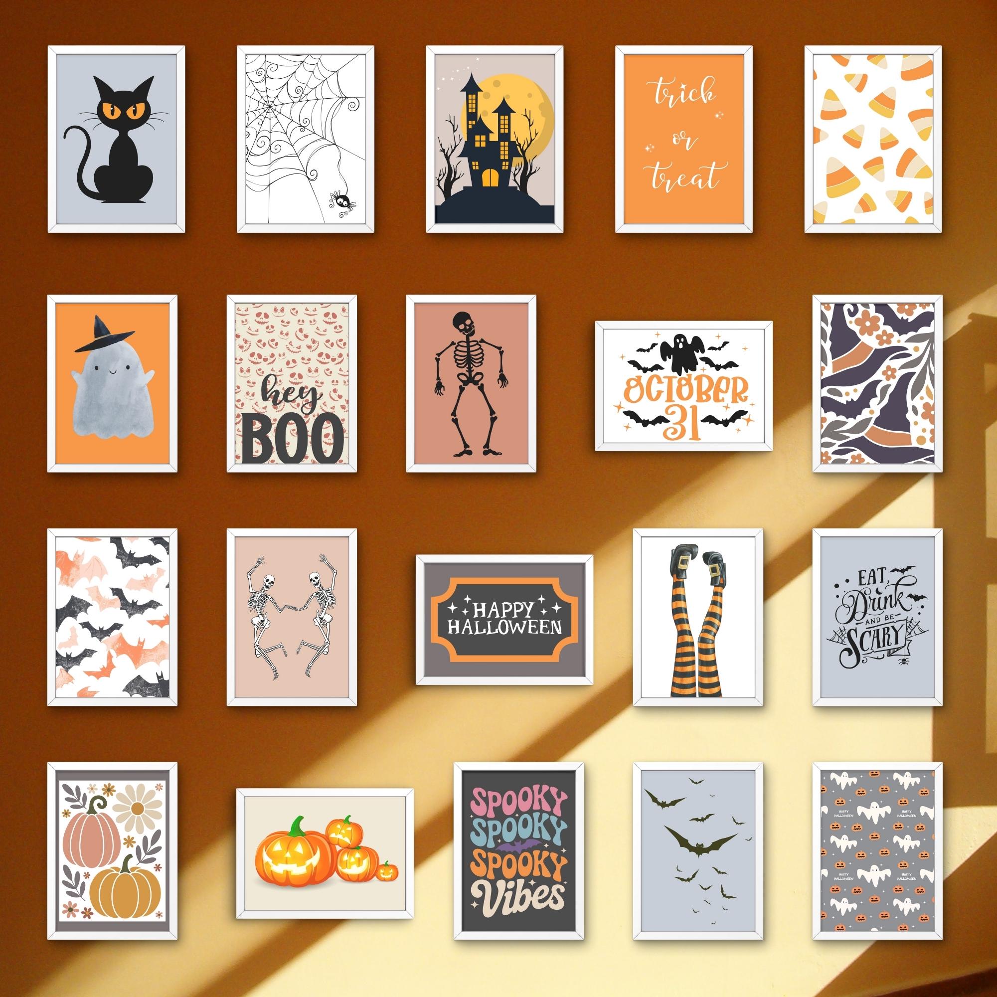 Halloween Party Printable Wall Art Set – Cute Fall Wall Art Bundle of ...
