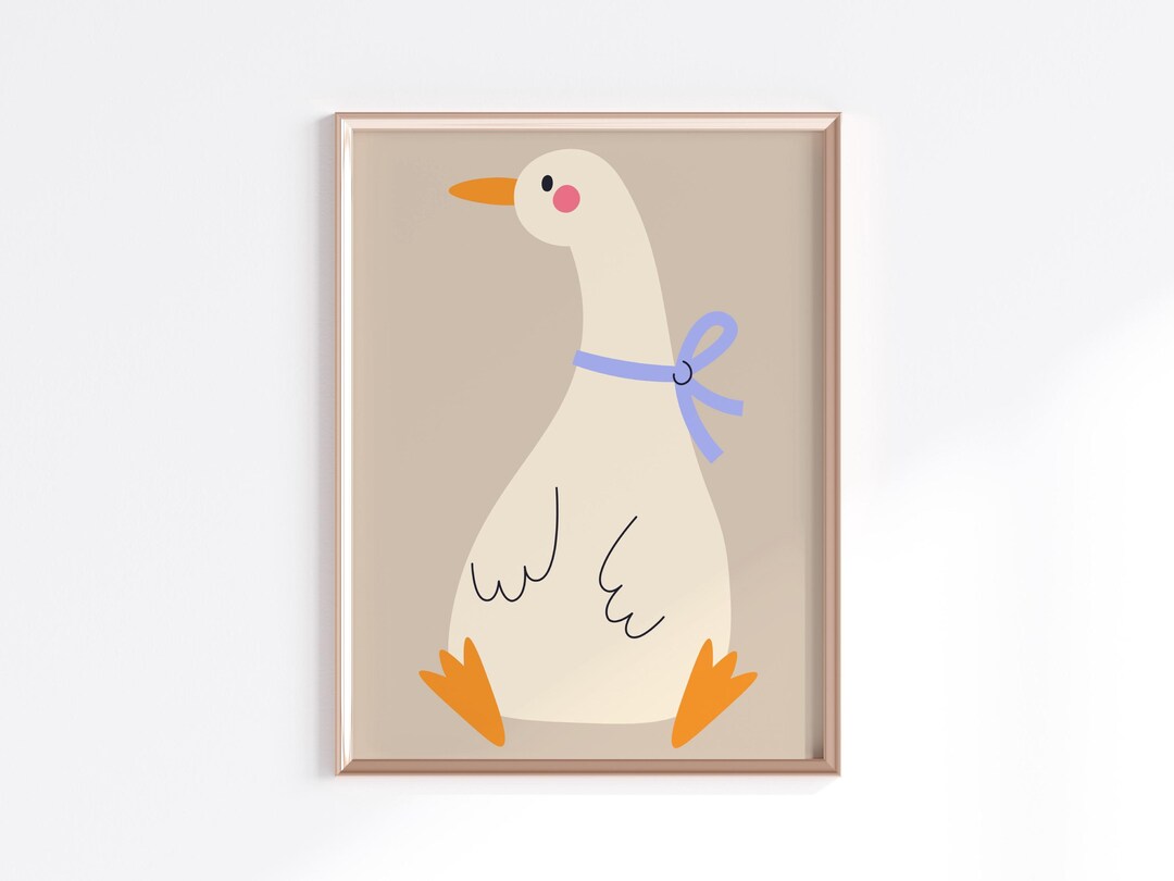 Minimal Cute Goose Nursery Printable Wall Art | Cartoon Goose for Baby ...
