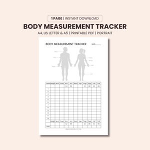 Body Measurement Tracker, Body Measurements Printable, Body Measurements Tracker For Both Men & Women, Before and After, Body Transformation