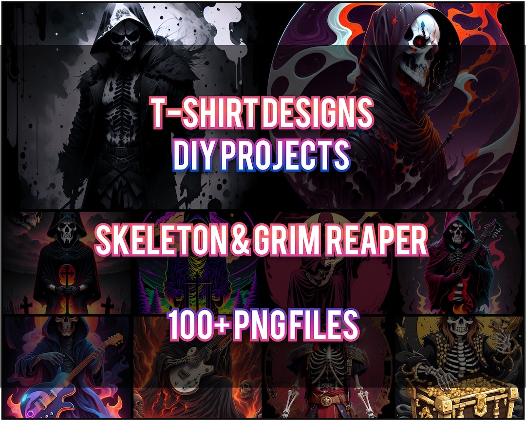 Skeleton & Grim Reaper Digital Art | T-shirt Designs - Etsy