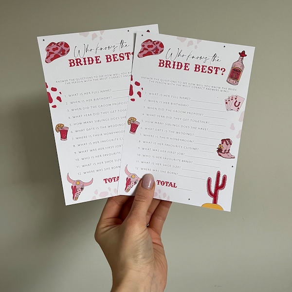 Hen Party Games, Who Knows the Bride Best, Last Rodeo Hen Party, Bachelorette Party Games, Hen Party Accessories, Hen Party Cards, Cowgirls