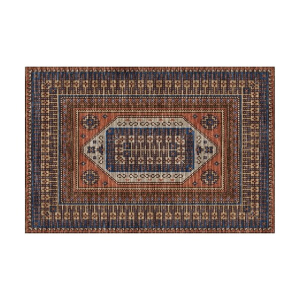 Anti-Rutsch-Boden Teppich waschbar gealtert Antiker Teppich gemustert Chenille Türkischer Teppich Mischfarben Braun Beige Orange Blau