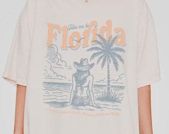 Florida Comfort Colors Tee, Take Me to Florida Vintage Inspired Graphic Tshirt, Beachy Summer Vibes Oversized Trendy Shirt
