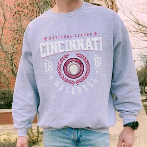 Cincinnati Baseball Crewneck Sweatshirt, Vintage Inspired Cincy Baseball Game Day Pullover