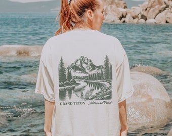 Grand Teton National Park Tee | Comfort Colors Shirt for Nature Lovers | Mountain Hiking Graphic Tee | Retro Outdoorsy Apparel