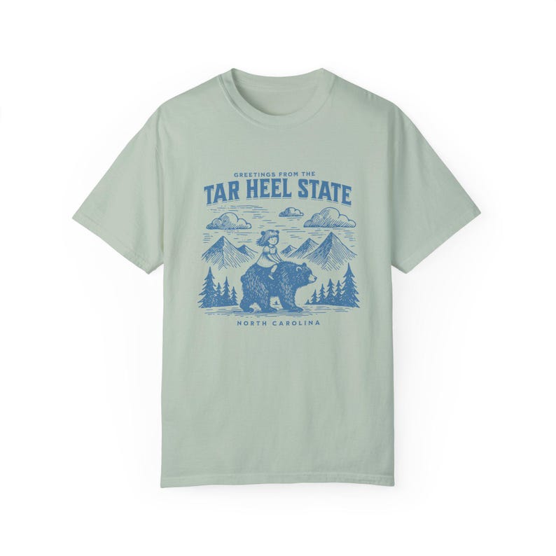 Teer hak staat comfort kleuren tshirt, eclectisch North Carolina natuurliefhebber shirt, uniseks T-shirt, vintage grafische top, uniek cadeau voor de natuur Bay