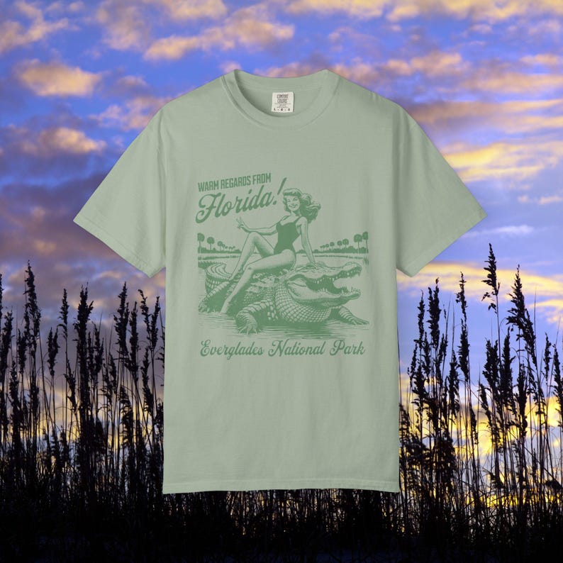 Chemise du parc national des Everglades, chemise alligator, t-shirt nature Floride, chemise couleurs confort, cadeau de randonnée, t-shirt aventure en plein air image 5
