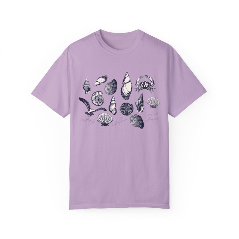 August Coastal Vibes Shirt | Comfort Colors Tee | Salt Air Lyric T Shirt | Vintage Summer Graphic Tee | Soft Nostalgic Beach Shirt Orchid