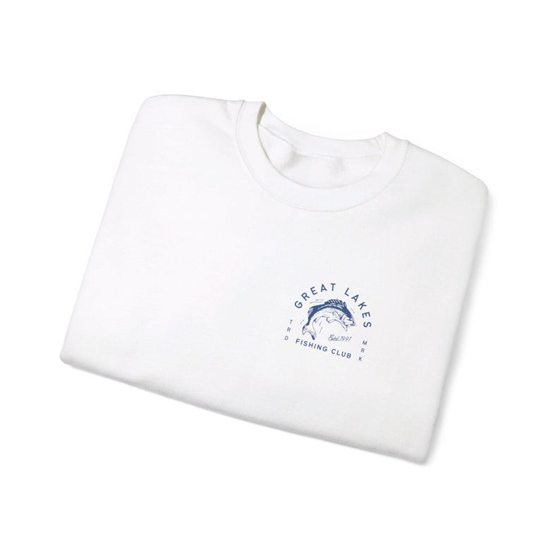 Great Lakes Fishing Club Crewneck | Front & Back Graphic Granola Aesthetic Sweatshirt image 5