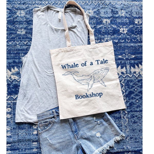 Whale of a Tale Bookstore Canvas Tote Bag - Novelty Literary Gift for Bibliophiles!