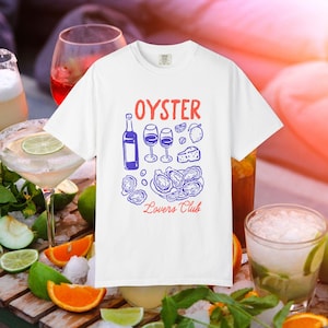 Oyster Lovers Club T-Shirt, Casual Wine and Oyster Lovers Tee, Unique Seafood Gift, Fun Culinary Apparel, Unisex Graphic T-Shirt