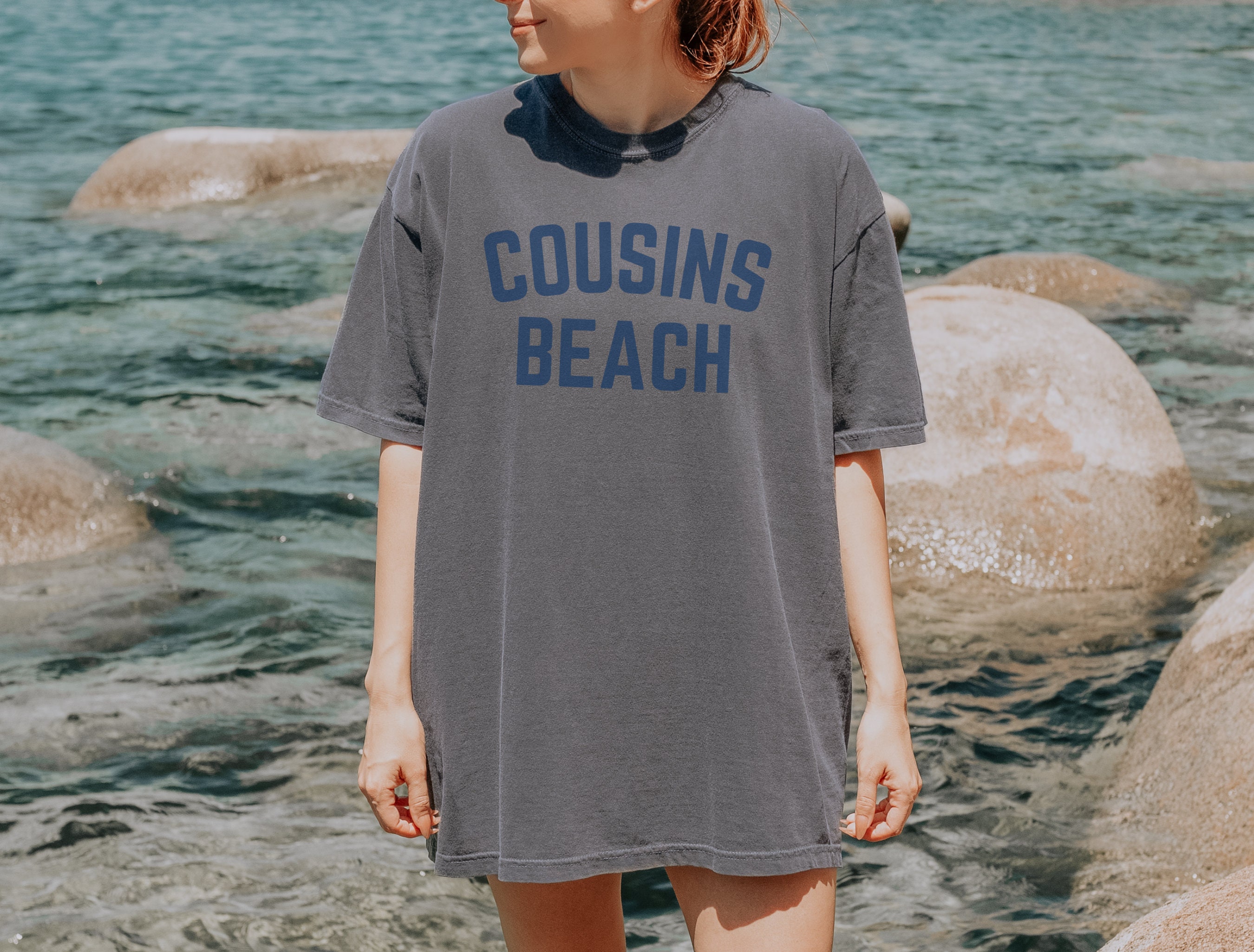Cousins Beach Comfort Colors Tee, Trendy Oversized Cousins Beach