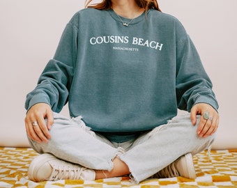 Cousins Beach Comfort Colors Crewneck Sweatshirt, Cousins Beach Massachusetts Vintage Feel Crewneck