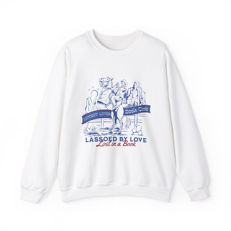 Cowboy Romance Book Club Sweatshirt - Western Style Readers Gift, Booktok Merch, Literary Lover Pullover, Novel Enthusiast Jumper White