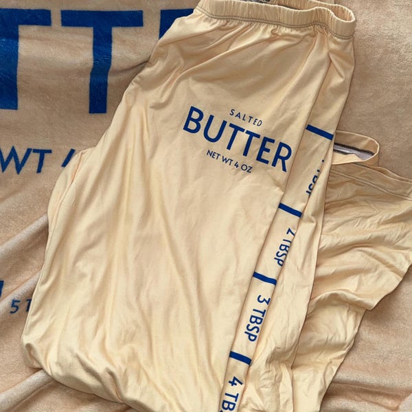 Funny Butter Pajama Pants | Women’s Lounge Pants Gift | Foodie Gag Gift Sleepwear | Cozy Novelty Pajamas for Her
