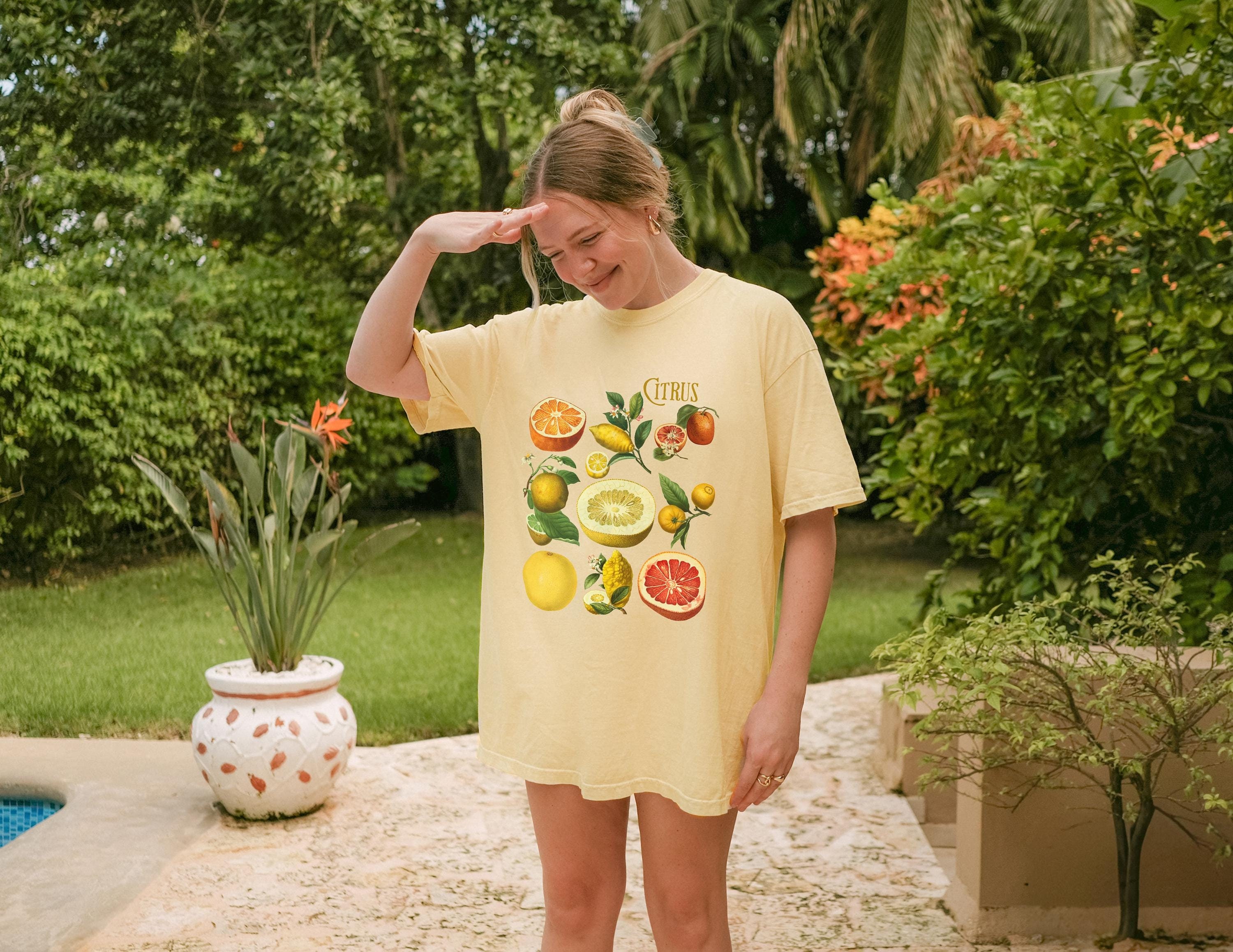 Vintage Citrus Comfort Colors Tshirt, Trendy Oversized Fruit