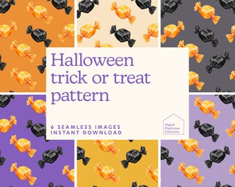 Halloween Digital Paper trick or Treat Seamless Patterns - Etsy Canada