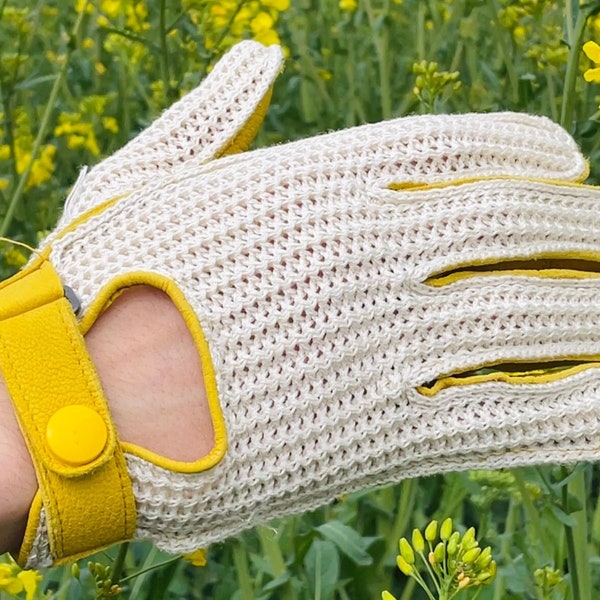 Gants en cuir d'agneau et tricot pour Homme - Style conduite et urbain