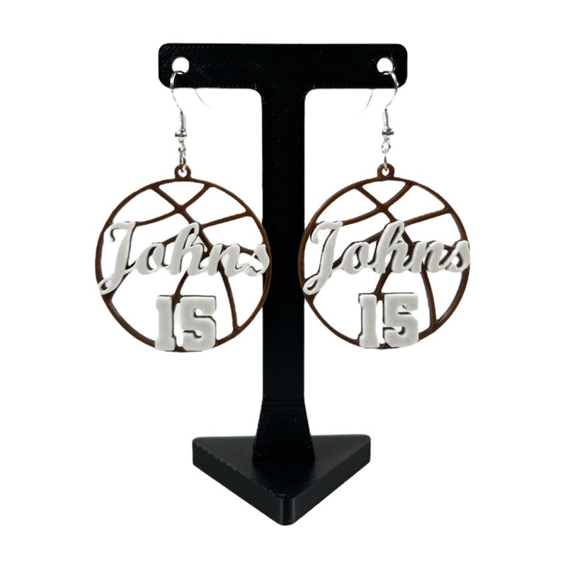Custom Basketball Earrings Personalized Name & Number School Spirit
