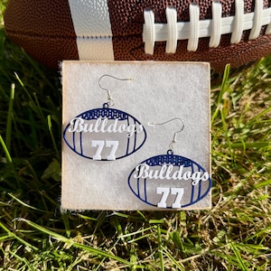Personalized Football Earrings - Name and Number, Pick Your Colors