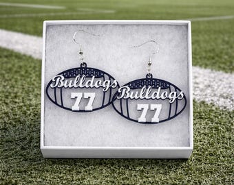 Personalized Football Earrings - Name and Number, Pick Your Colors