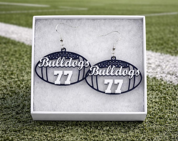 Personalized Football Earrings - Name and Number, Pick Your Colors