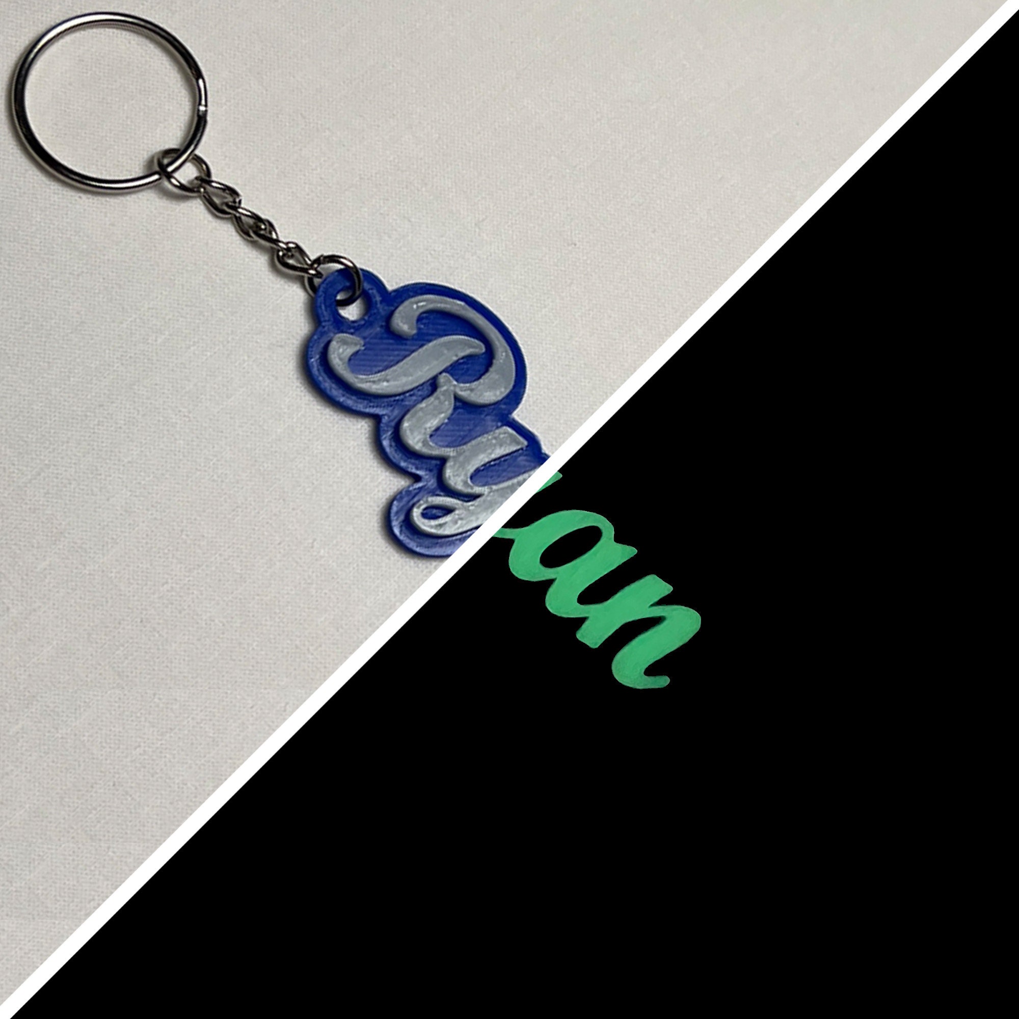 Personalized Name Keychain Two Colors Glow in the Dark Option 3D ...