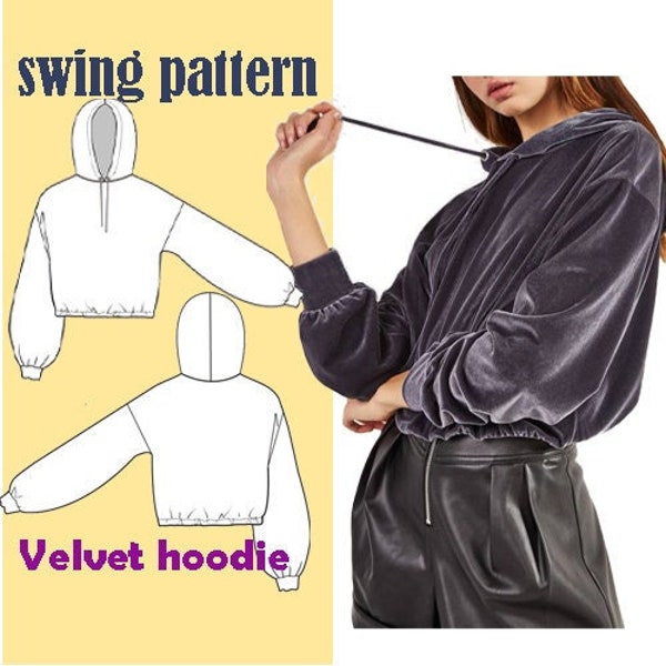 Velvet Hoodie Pattern| Oversized Hoodie Sewing Pattern|4 Sizes|Women's Hoodie|Sweatshirt Pattern|Women's Sewing Pattern|Lounge Wear Pattern