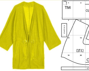 oversize cardigan jacket pattern with pdf tutorial size M