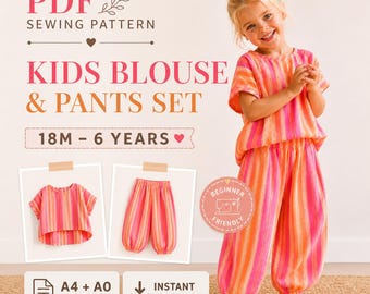 Girls Swing Pattern PDF | Toddler Top & Pants Sewing Pattern - Sizes 1–5 Years | PDF A4 - A0 | Kids Outfit Pattern