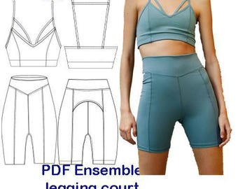 Sportswear Sewing Pattern / Short Leggings Set / Cycling Shorts / Instant Download PDF size S-M-L
