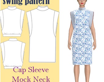 Oberteil und Kleid mit Flügelärmeln, digitales PDF-Schnittmuster / US-Größe XS-L / Sommerkleid / Sofortiger Download mit 4 druckbaren Größen
