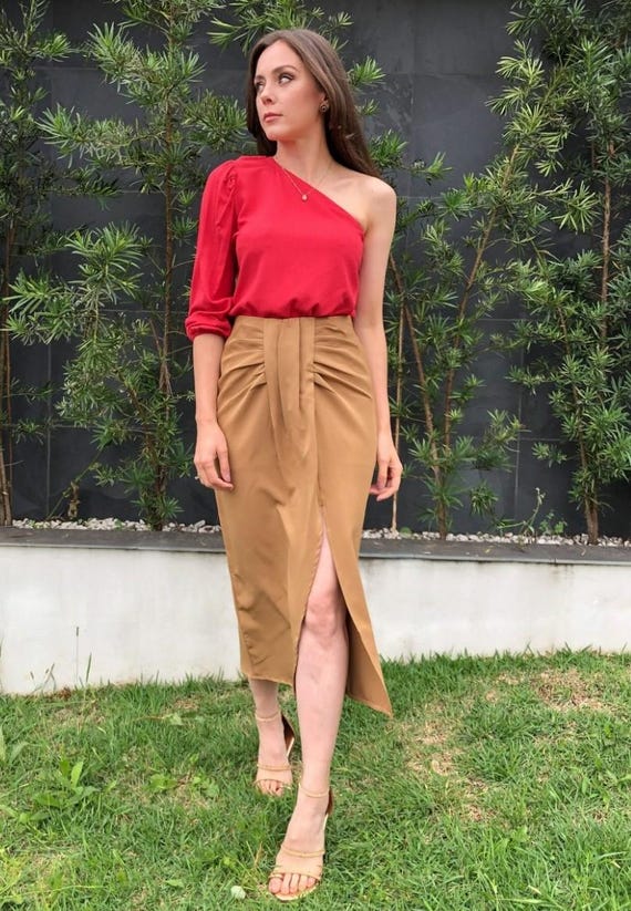 PDF Sewing Pattern Women's Fashion High Waisted Slit Skirt