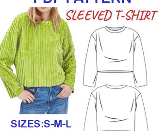 Sleeve sweater Autumn and winter digital pattern pdf sewing pattern with tutorial size // US Size S-M-L // Instant Download