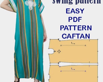 Digital PDF Sewing Pattern Summer Caftan Chic Trendy Clothing, Bedoin Caftan - resort, beachwear, printable size (xs-s-m-l-xl-xxl)